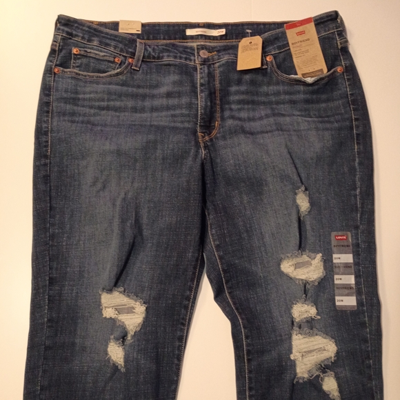 Levi's Boyfriend Hypersoft Mid Rise Tapered Leg 20W S Dark Blue Denim Jeans - Picture 3 of 8